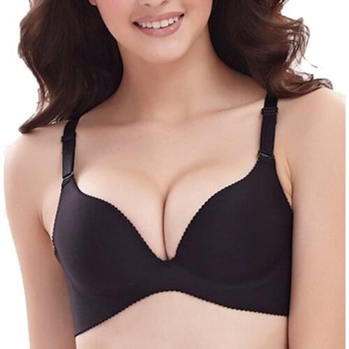 Sexy Lingerie Women Underwear Solid Seamless 3/4 Cup sleep Bra Padded cup free wire gather chest Bra Double cup Push Up Bra