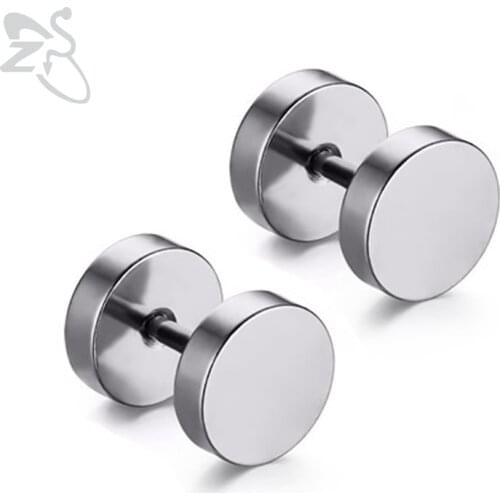 1 Pair 3-14mm Stud Earrings Punk Fashion Round Fake Ear Plug Surgical Steel Piercing Tunnel Unisex Ear Piercing Body Jewelry