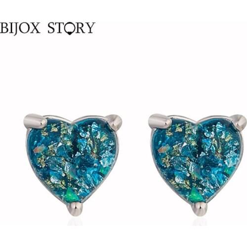 BIJOX STORY Trendy 925 Sterling Silver Stud Earrings Jewellery with Heart shape Topaz Earrings for Women Wedding Promise Party