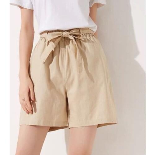 Women shorts Summer Casual Solid Cotton Linen shorts high waist loose shorts for girls Plus size Cool female short 5XL 6XL 7XL