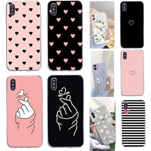 Cartoon Silicone For Case iphone x xs Cute Soft Ultra Thin Flower Love Heart Cover For iphone 5se 5s 6s 6 7 8 Plus XS MAX