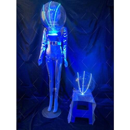 Lumious Space Warrior Helmet costume DS DJ gogo party stage show future technology nightclub cosplay light up headwear