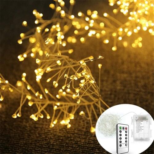 100/200 LED Firecrackers String Lights USB Remote Control Christmas Garland Outdoor Waterproof New Year Wedding Firework Lights