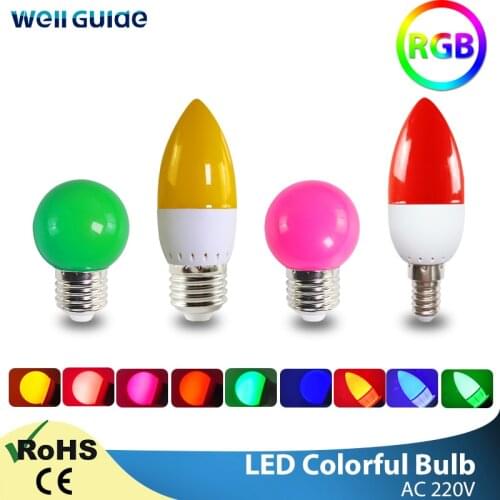 Led candle Light E27 E14 3W LED Lamp G45 C35 RGB Colorful Led Bulb SMD 2835 AC 220V 240V Flashlight Globe Bulbs Home Decor for