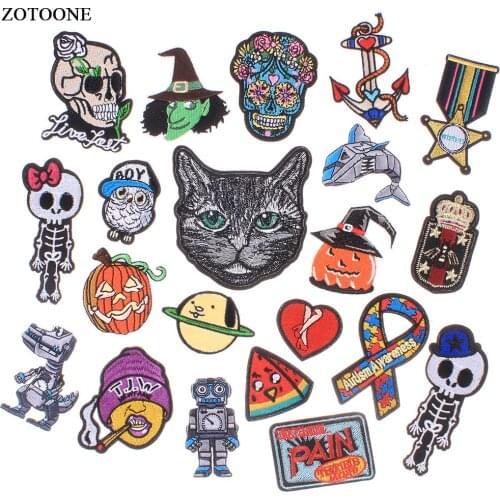 ZOTOONE Iron on Patches Halloween Wizard Pumpkin Skull Patches for Clothing Jeans Bag Hat Apparel Sewing Decoration Applique E