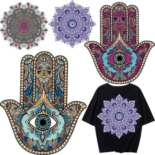 Mandala Flower Patches Thermal Stickers on Clothes Fabric Iron-on Transfers for Clothing Thermoadhesive Patch Pvc Diy Applique