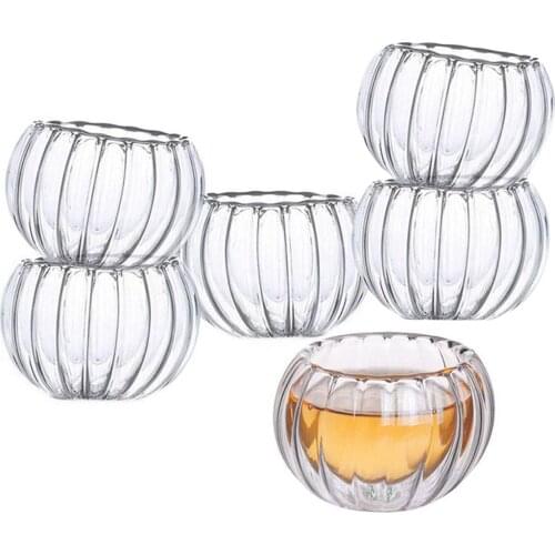 1Pc Heat-Resistant Espresso Cup Creative Double Wall Insulated Tea Cup Clear Pumpkin Espresso Glass Shot Glass Drinking Utensils