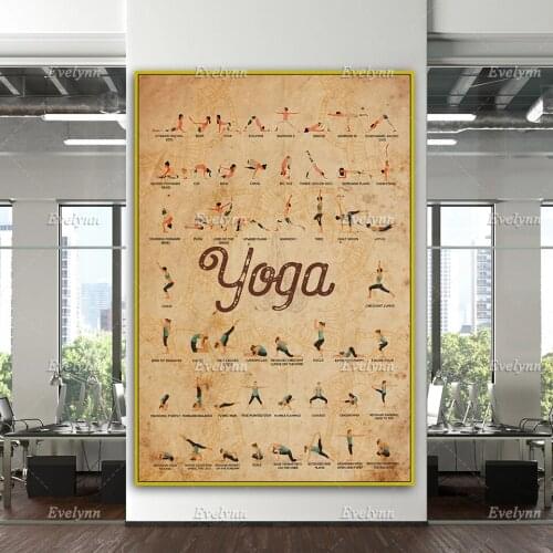 Vintage Yoga Poses Poster, Meditation Wall Art Prints, Healing Poster, Yoga Lover Gift, Yoga Studio Decor, Home Decor Canvas