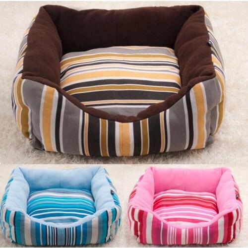 High Quality Fashion cat Pet Beds Warm Kennel House Comfortable stripe Dog Bed Mat fits fits Small Medium Dog home Mixed color