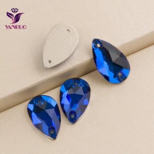 YANRUO 3230 Drop Capri Blue Stones and Crystals Rhinestones Sew on Garment Dress Diamond Set