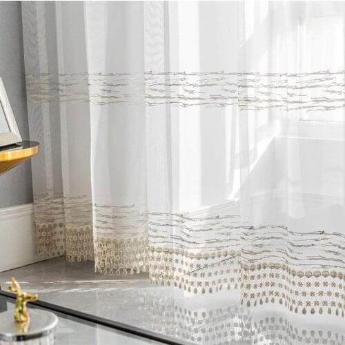 Nordic Style Curtain for Living Room Bedroom Home Embroidered Window Screen Fashion Simple Modern Living Room Curtains Set