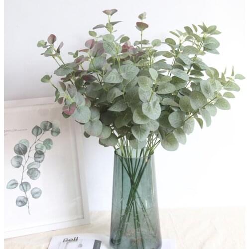 Green Artificial Leaves Large Eucalyptus Leaf Plants Wall Material Decorative Fake Plants For Home Shop Garden Party Decor 66cm