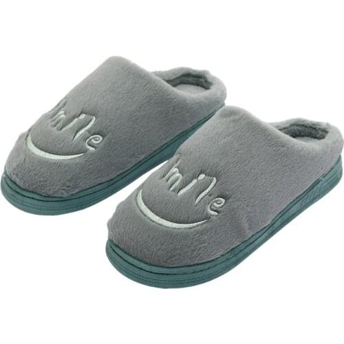 Smile Fashion Winter New Couples Warm Cotton Slippers PVC Sole Antiskid Floor Slippers Warm Soft Home Shoes for Men Women