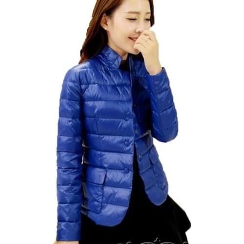 Suit Collar Short Down Cotton Jacket Women 2017 New Autumn Winter Long Sleeve Thin Women Coat High Quality Women Jacket ls106