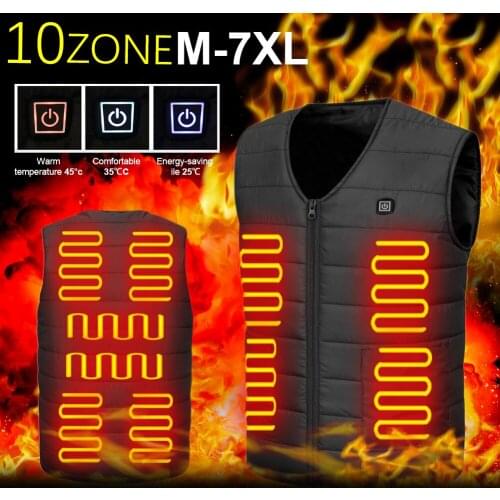 1pcs 10 Heated Vest Smart Electric Heating Vest Sleeveless Jacket USB Rechargeable Unisex Outdoor Winter Warm Jacket Hunting