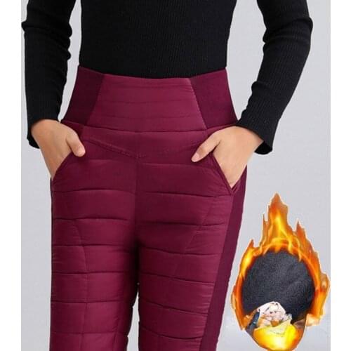Winter Down Cotton Pants Women Trousers High Waisted Warm High Waist Women Pants Plus Size Pencil Pants Female Clothes X596