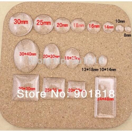 10pcs/lot 10 16 18 20 25 18*25 30*40 mm Round/Oval/Square Transparent Clear Glass Cabochon for Necklaces Earrings Jewelry Making
