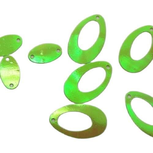 1000 Green AB Flat Hollow Oval Loose sequins Paillettes 14X22mm Top Hole