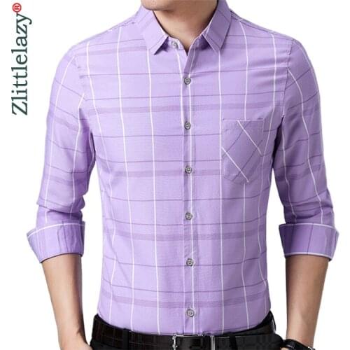 2020 Brand New Long Sleeve Men Social Shirt Spring Pocket Casual Plaid Shirts Dress Mens Slim Regular Fit Clothes Fashions 0020