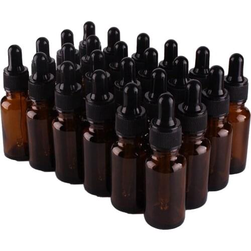 24pcs 20ml New Empty Amber Glass Dropper Bottle with Pipptte for essential oils aromatherapy liquid