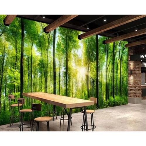 Beibehang Custom wallpaper 3d mural spring forest sunlight trees oil painting tooling background wall paper 3d papel de parede