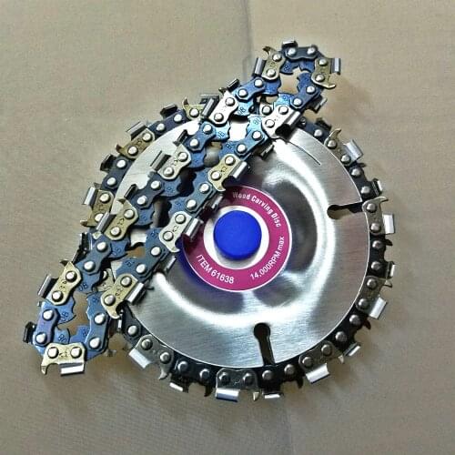 4 inch Wood Carving Disc Cut Chain 22 Tooth Grinder Disc Fine Chainsaw Set w/ 2 Chains for 100/115 Angle Grinder Wooking Tools