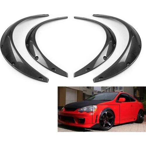 4pc Carbon Fiber Printed Style Rubber Car Wheel Eyebrow Arch Trim Lips Fender Flares mudguards Universal For Most Car