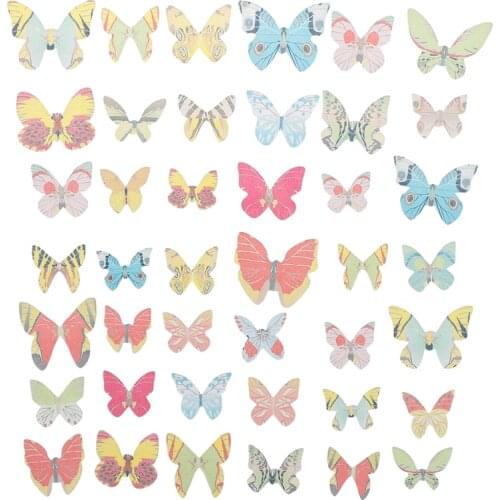 42pcs/lot Cake Cupcake Toppers Mixed Butterfly Edible Glutinous Wafer Rice Paper For Cake Decoration Birthday Wedding Baking Too