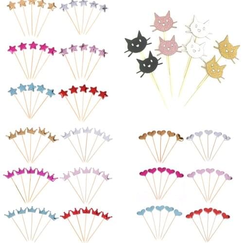 5pcs/12PCS Cat Cupcake Toppers Pick Wedding Children Birthday Party Decoration Cute Animal Cat Cake Topper
