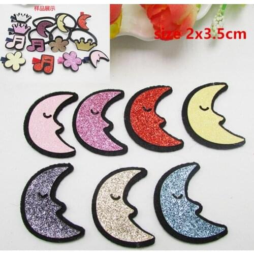 50 pcs/pack 2x3.5cm Sparkle Patch Padded Felt Music Note shape garment hat bag shoe appliques decoration DIY hair clip accessory