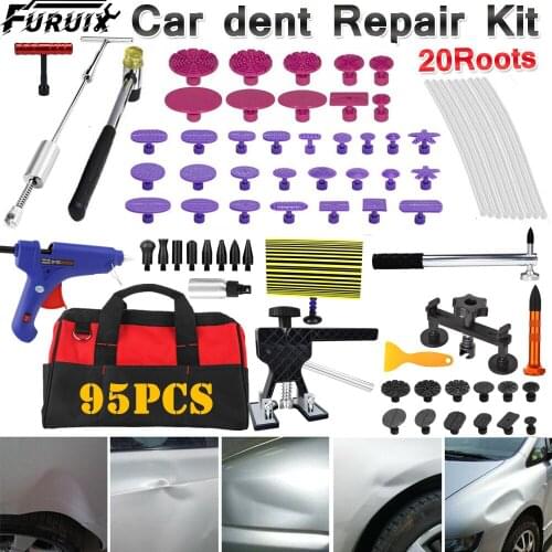 95 pcs Car Paintless Dent Puller Hammer Hail Removal Glue Tabs Repair Tool Kit