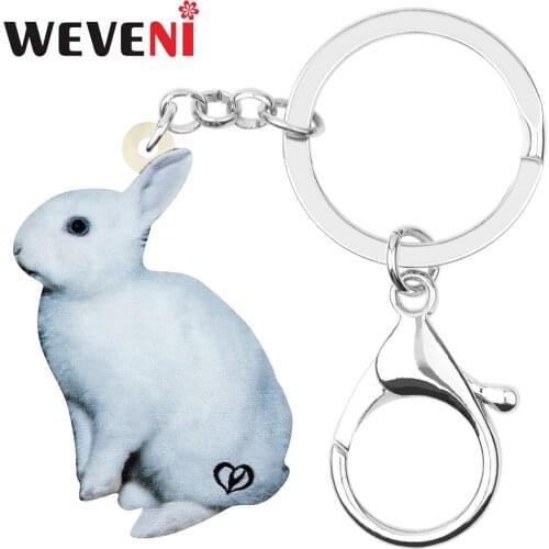 WEVENI Acrylic Easter Hare Bunny Rabbit Keychains Key Chain Big Cute Animal Jewelry For Women Men Girls Wallet Bag Festival Gift