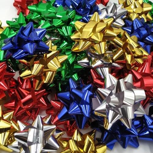 Glitter Star Bows,Gift Wrap Bows-Christmas Ribbon Gift Bows 2 3/4"Inch(10 PCS)