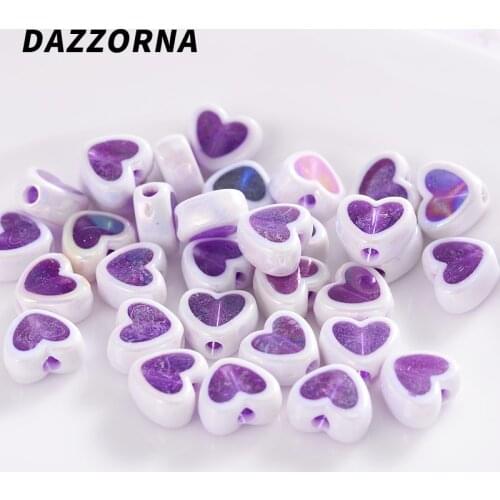 100/200Pcs/lot Acrylic Beads Colorful Ab Love Loose Beads for Diy Handmade Making Jewelry Bracelet Necklace Accessories