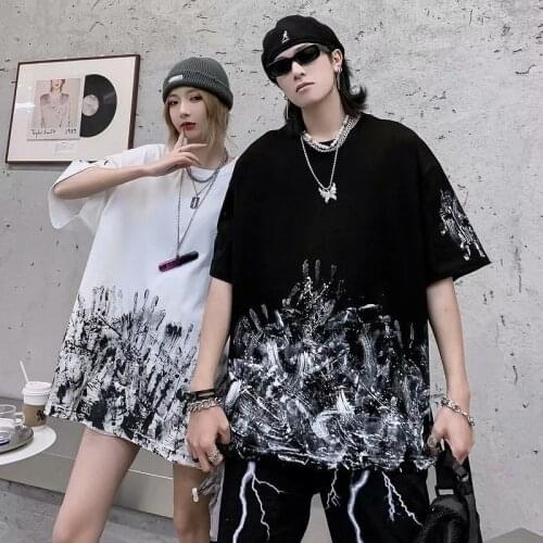 Oversized t-shirt women t shirt for men Abstract Pattern Hip Hop graphic tees men streetwear Summer Cotton Tops for Male Trip