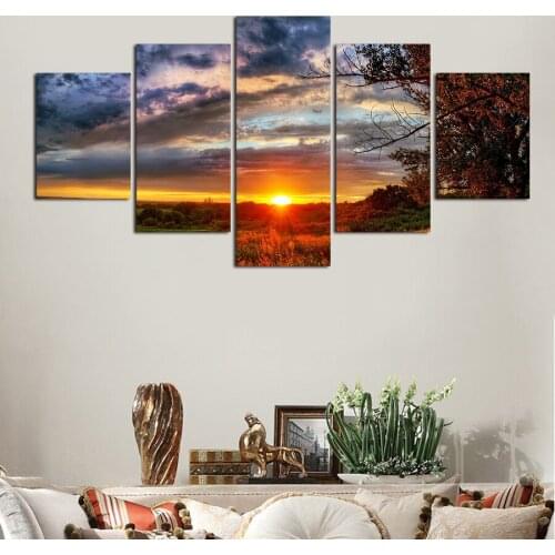 JIE DO ART 5 Piece Landscape HD Print Trees Modern Home Wall Decor Canvas Oil Painting by Numbers High Quality Decal