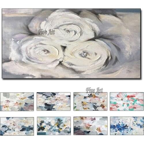 Unframed Hand-painted White Rose Pictures Oil Painting High Quality Modern Artists Oil Paintings Festiva Pictures For Home Decor
