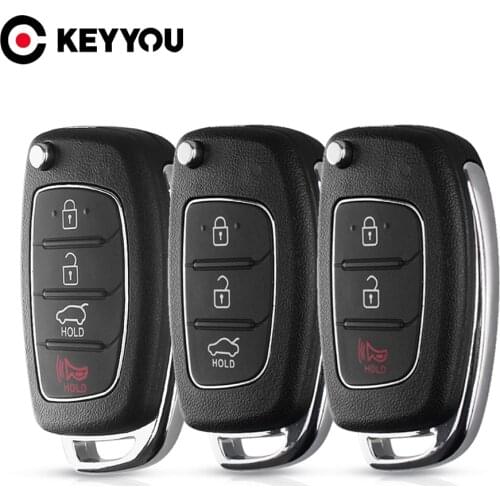 KEYYOU 50x Remote Key Case Fob 3 Button Flip Folding Car Key Shell For Mistra Hyundai HB20 SANTA FE IX35 IX45 Accent I40 Solaris