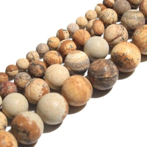 2-12mm Round Picture Jaspers Beads Natural Stone Loose Beads For Jewelry Making beads Necklace 15'' DIY Beads Bracelets Trinket