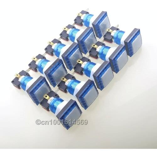 New 10pcs 34mm Zero Delay Angular Square LED Illuminated Arcade Push Buttons For MAME Multicade & Arcade 8-Liner Cherry Master
