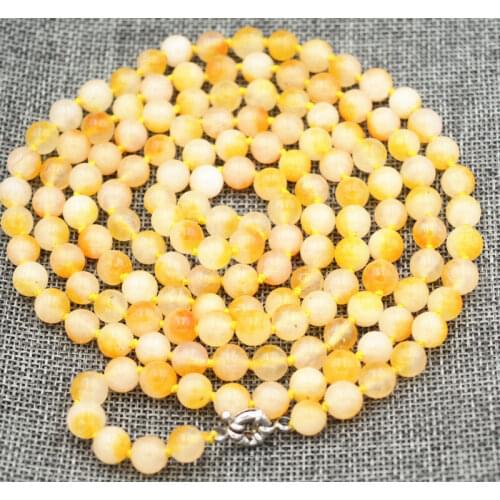 New Fashion natural Brazil yellow jade necklace Jewelry 50 "