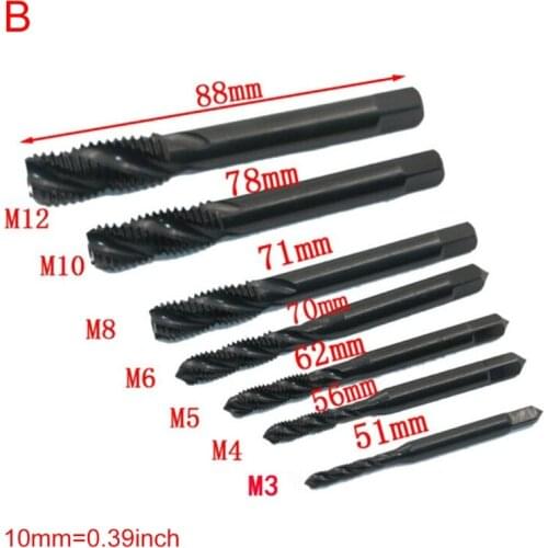 Straight /Spiral Thread Tap Drill Bit Hand Screw Taps Sets HSS M2 Polished Hole G32A