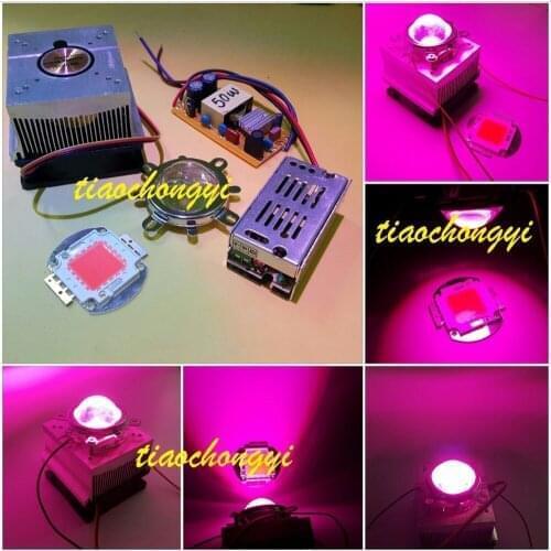 50W DIY led grow light 380-840nm kit,chip,driver,heatsink,cooling fan ,led lens