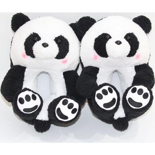 2021 Panda Anime Slipper Cartoon Winter Warm Indoor shoes Plush Stuffed Home slippers New Birthday Gifts