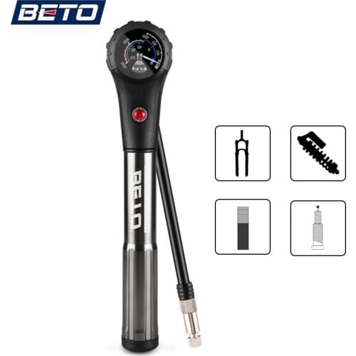 BETO 300psi Bicycle Shock Fork Pump MTB Gauge Presta Shcrader Combo Pumps Cycling Portable Air Inflator Road Bike Mini Hand Pump