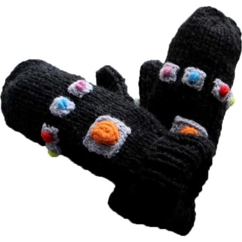 Knitted Mitten Thicken Warm Gloves Winter Autumn Wear Gem Gauntlet (25*10.5CM)
