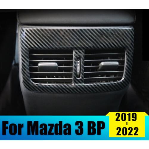 Carbon fiber Car Rear Air Conditioning Vent Outlet Protective Trim Cover Sticker For Mazda 3 Alexa 2019 2020 Auto Accessories