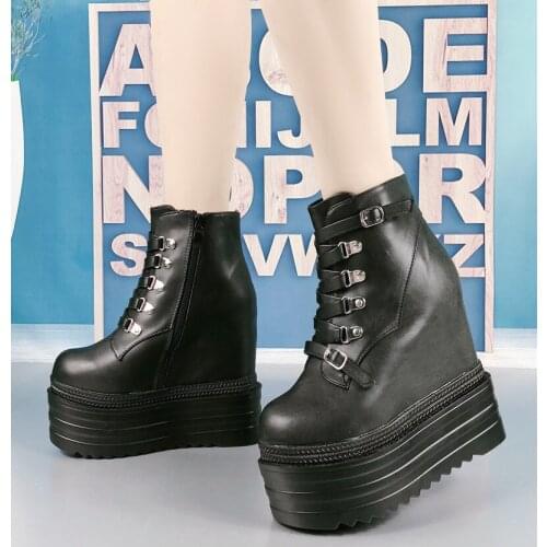 2020 autumn and winter new 14 CM super high-heeled waterproof platform womens single shoes thick-soled lace-up boots