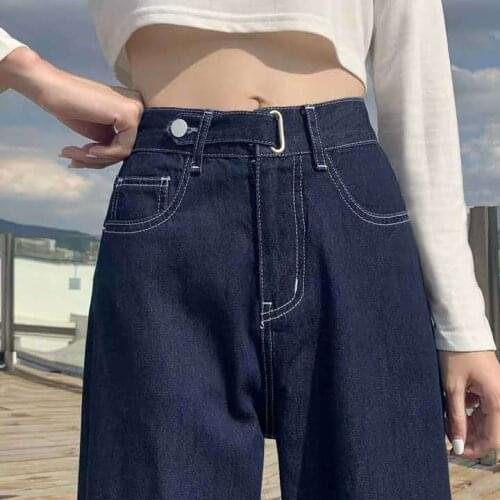 Woman Jeans Pants Fall Plus Size High Waist Straight Loose Pantalones Vaqueros Mujer
