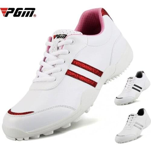PGM Womens Anti-Slip Shoe Spike Super Fiber Waterproof Inner Heightening Golf Shoes Ladies Outdoor Sports Breathable Sneakers